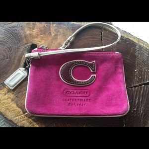 Coach Fuchsia Suede Wristlet